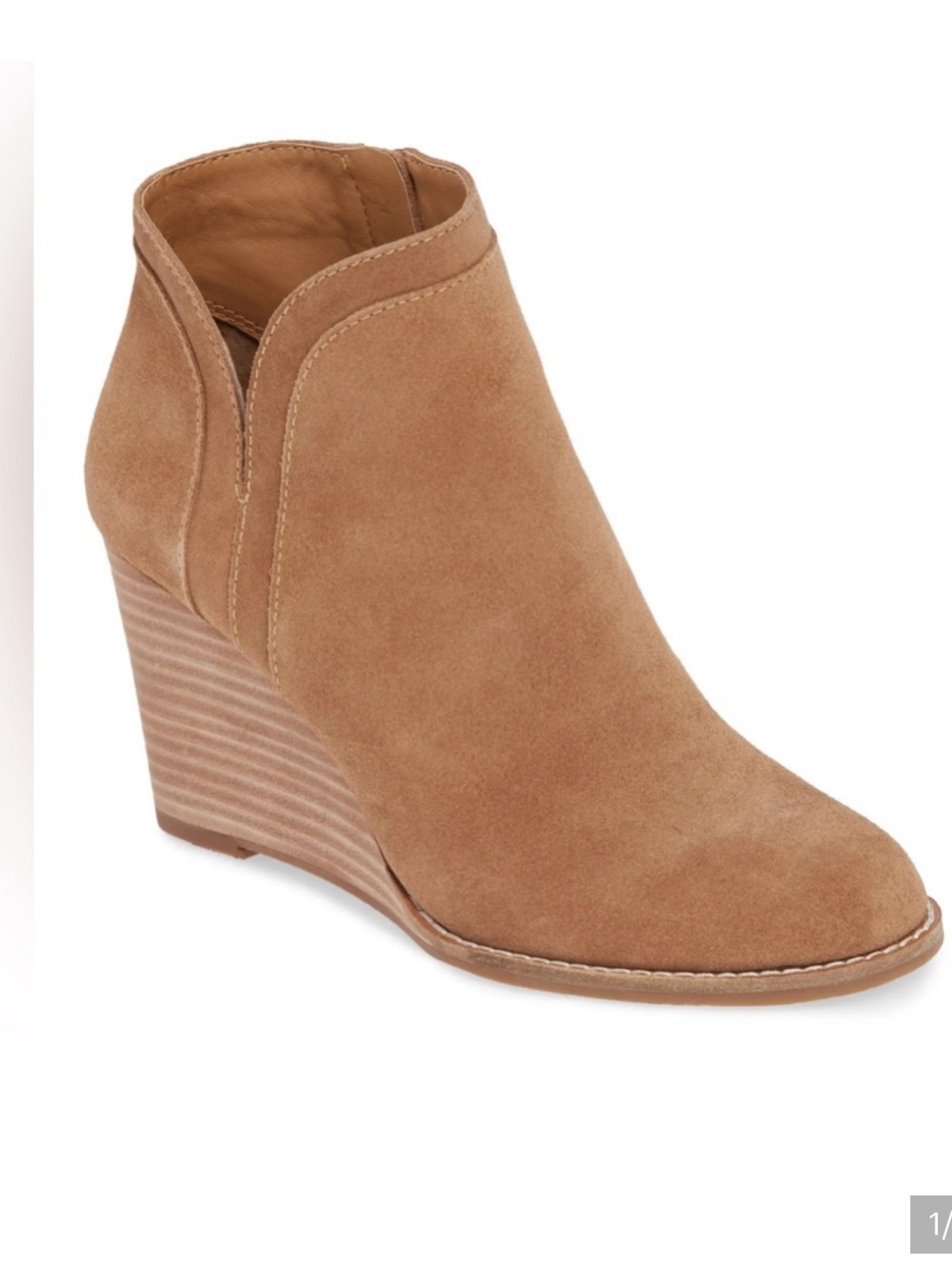 Lucky Yiminia Booties Ankle Wedge Brown suede Leather size 8.5